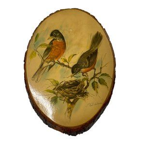 Paul Whitney Wood Plaque Wall Art Wildlife Pine Slab Rustic Wall Hanging u